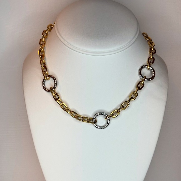 Gold and Silver Chunky Chain Link Necklace Mixed Metals - Picture 1 of 3